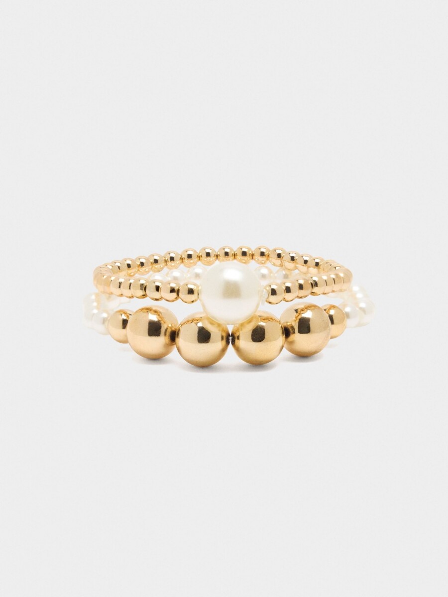 Set De Pulseras Elásticas Con Perlas blanco