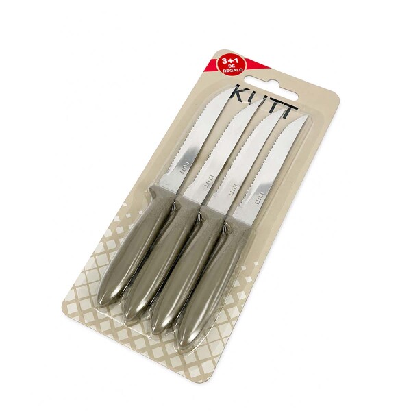 Set 3+1 Cuchillo mango plástico gris KUTT KU001C4 Set 3+1 Cuchillo mango plástico gris KUTT KU001C4