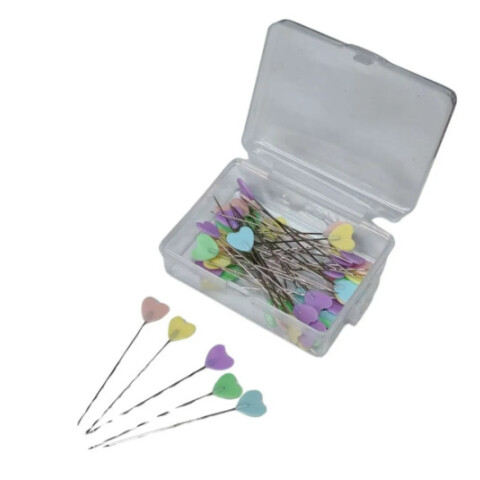 Caja Con Alfileres Patchwork Cabeza Fantasía Corazon X 50 Unidades Caja Con Alfileres Patchwork Cabeza Fantasía Corazon X 50 Unidades