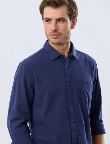 CAMISA LISA DE LINO Azul