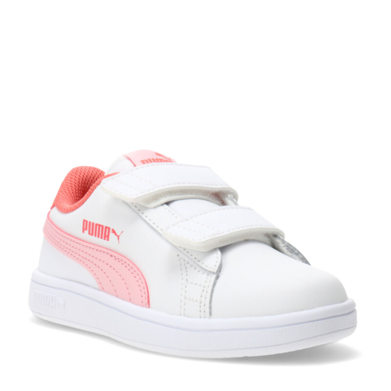 Championes de Niños Puma Smash V2 Velcro Jrs Blanco - Rosado Salmon