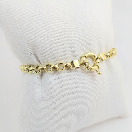 Pulsera de oro 18Ktes, modelo rolo, ancho de eslabón 5mm, cierre marinero, largo 19cm. Pulsera de oro 18Ktes, modelo rolo, ancho de eslabón 5mm, cierre marinero, largo 19cm.