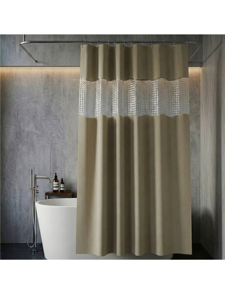 CORTINA DE BAÑO C/VISOR C/GANCHOS 180x200CM BEIGE CORTINA DE BAÑO C/VISOR C/GANCHOS 180x200CM BEIGE