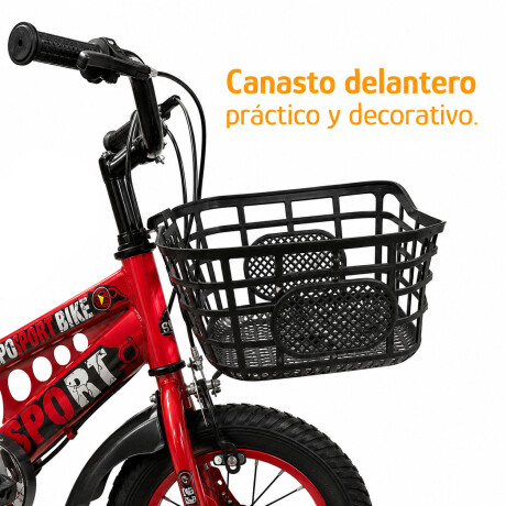 Bicicleta Infantil Rodado 16 C/Rueditas Aux Estilo Deportivo Rojo