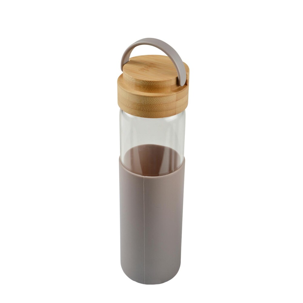 BOTELLA C/TAPA 550ML BAMBU-Y-VIDRIO MARRON 6BAV024