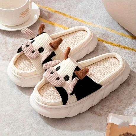 Pantufla Vaca Sandalia Suela Alta Suaves Cómodas Negro