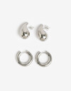 Aros Sets Metal Set De Aros De Acero Plateado - Plateado