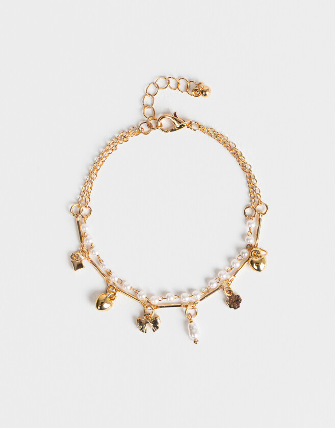 Pulseras Flexibles Con perlas Pulsera Flexible Con Perlas - Dorado
