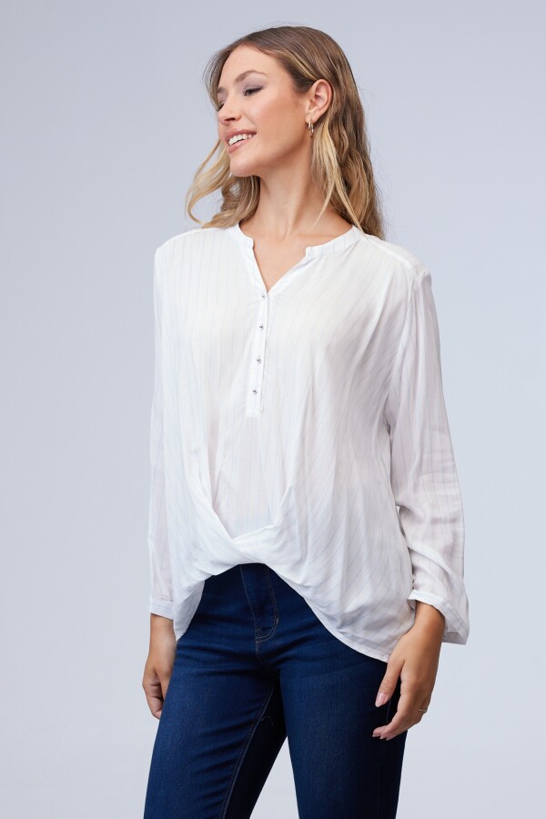 Blusa Lineas Botones BLANCO/AZUL