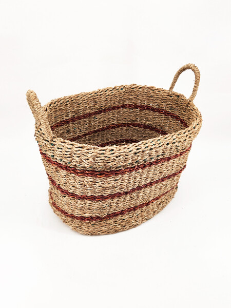 CANASTO OVALADO CON ASAS MARRON