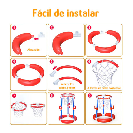 Juego De Piscina 2 En 1 Basket y Aros Verano Rojo