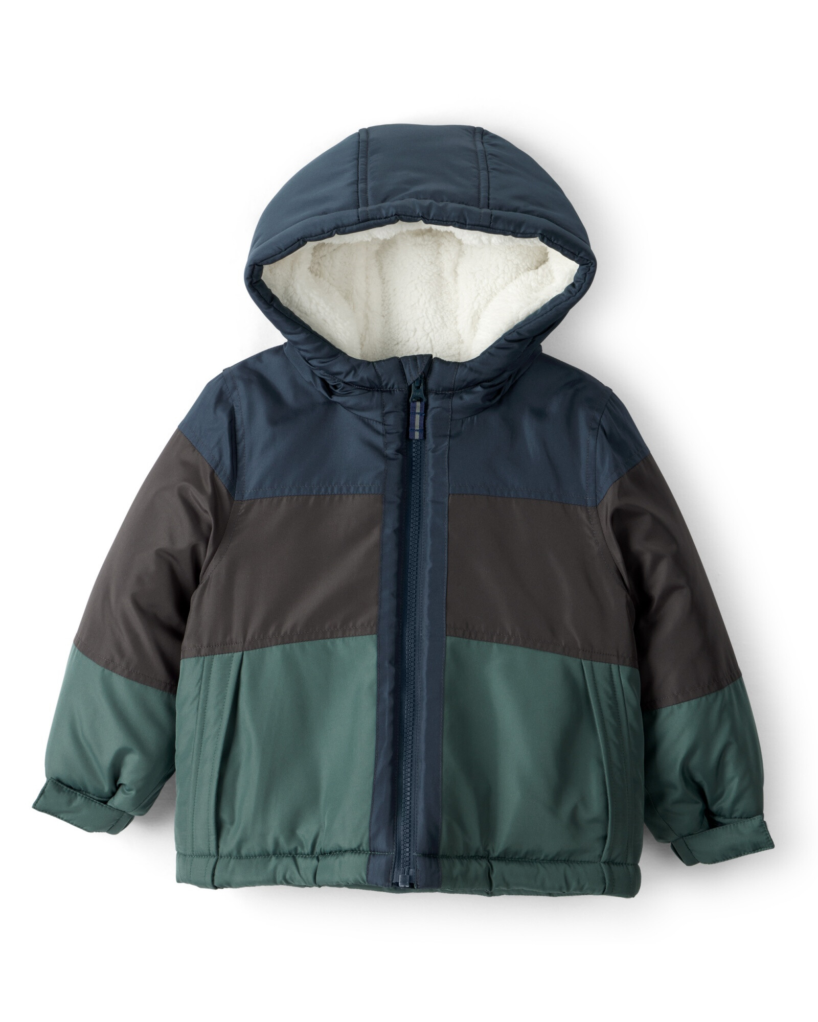 Campera resistente al agua, diseño bloques de color azul, negro y verde. Talles 2-4T Sin color