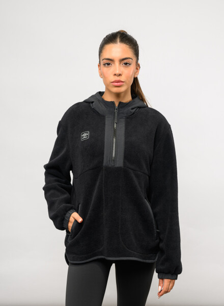 Buzo medio cierre ámbar Negro