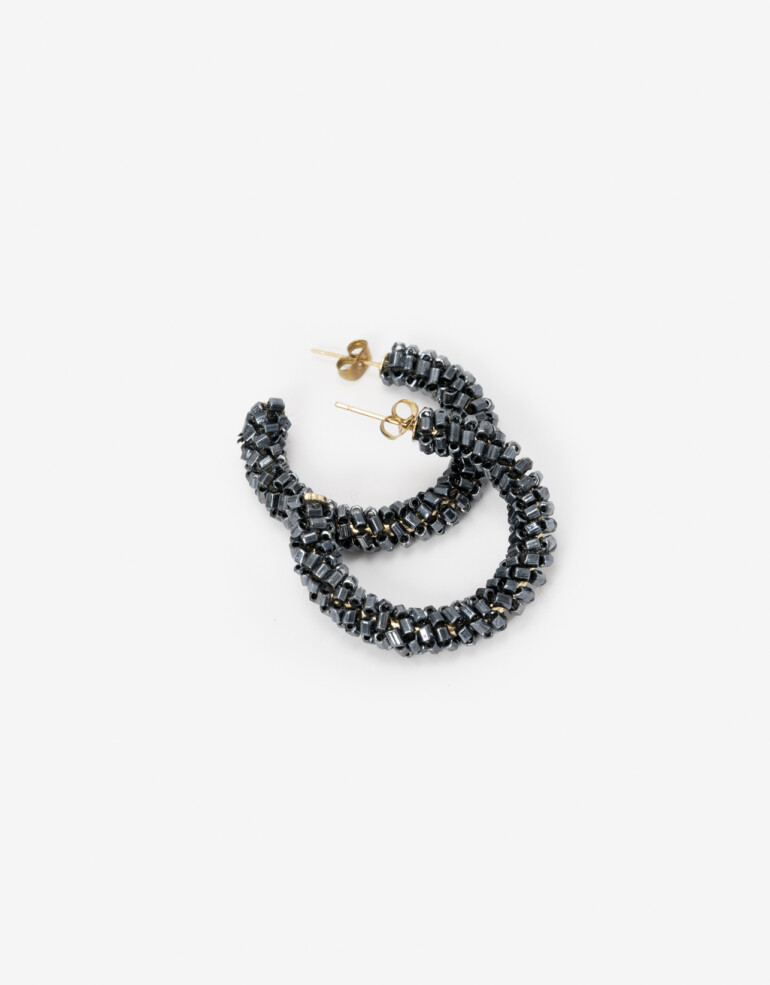 Aros Argollas Canutillos Argollas De Canutillos - Plateado Hematite
