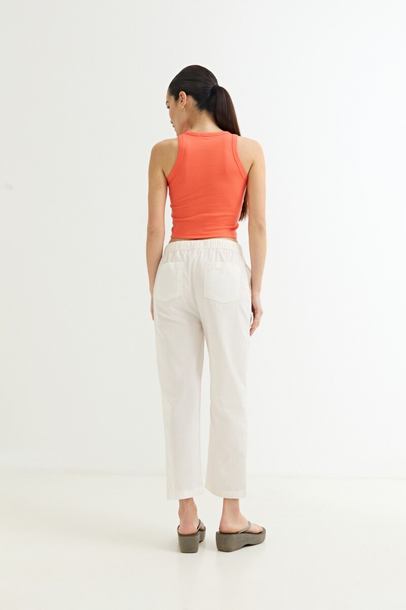 Pantalón ancho lino BLANCO