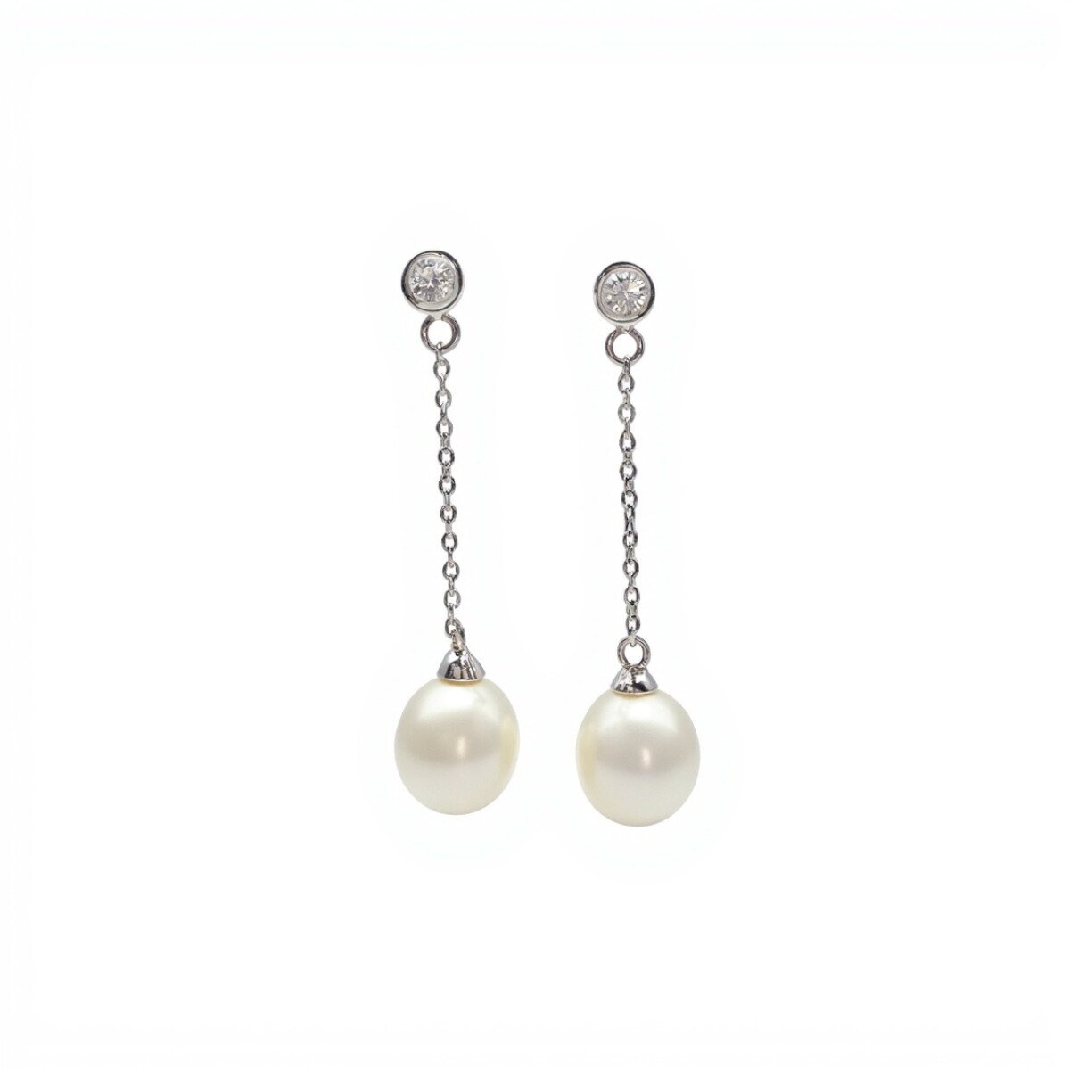 Caravanas Colgante Perlas españolas-Plata 925-Con Perla y Zirconia-CA3220 - conperla 