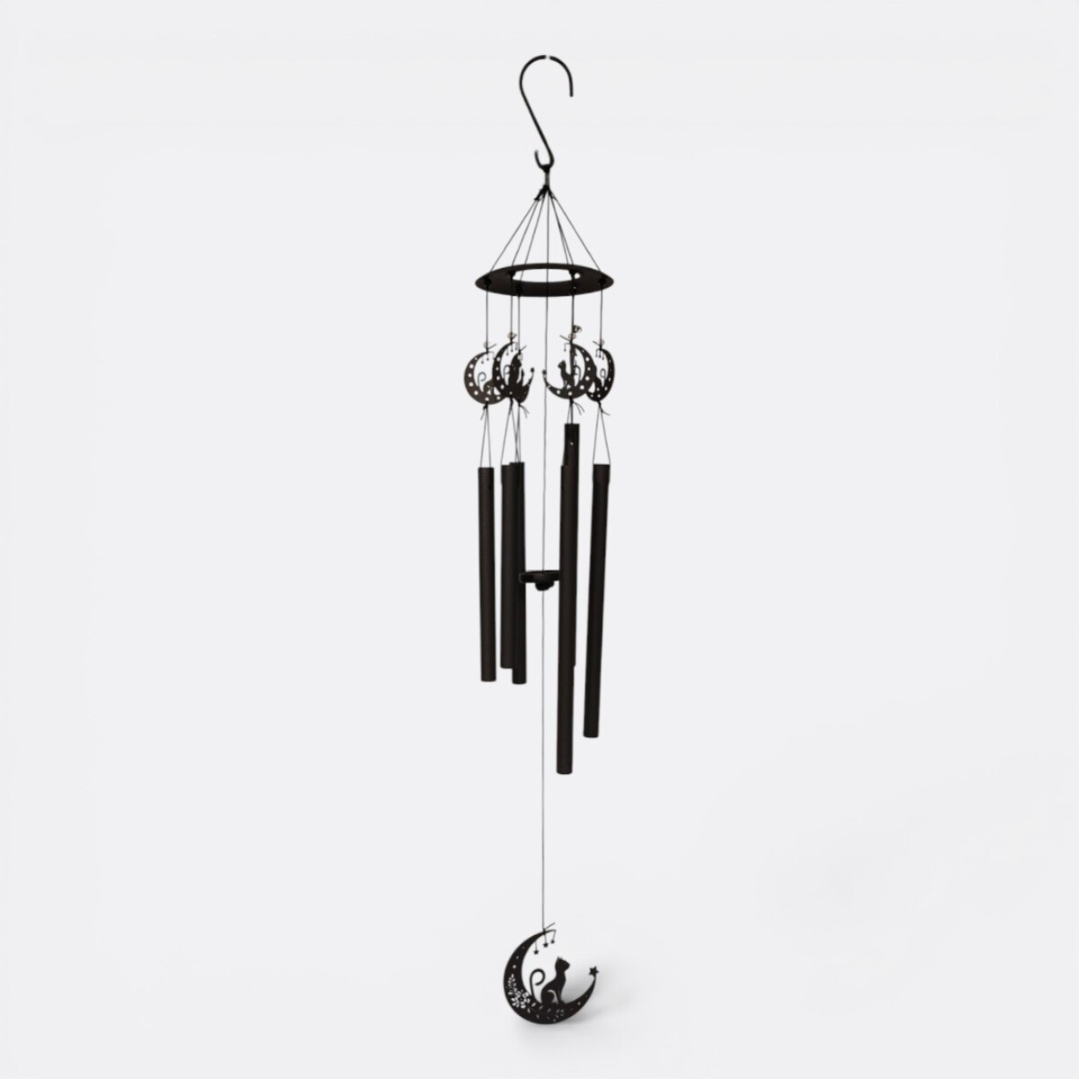 Llamador De Ángeles Negro Calado - Gato En Media Luna 