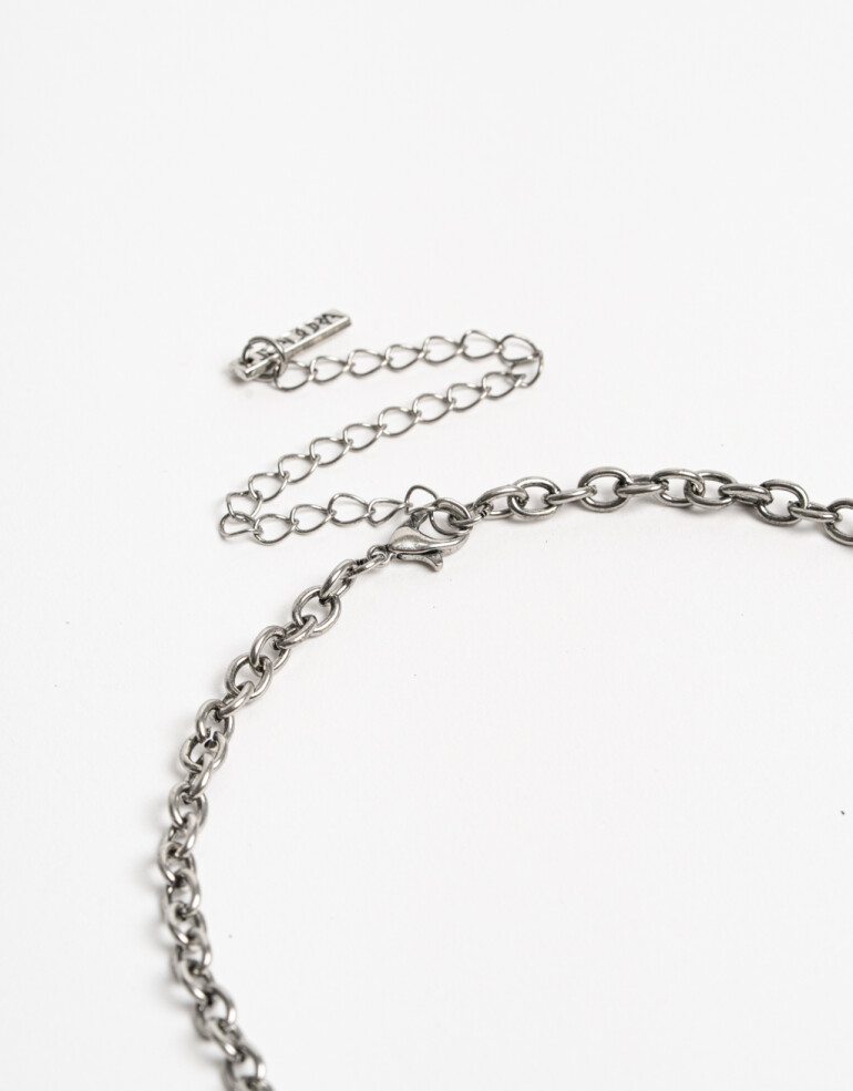 Collares Largos Metal Collar Largo Dije Mesh - Plateado Antique Silver