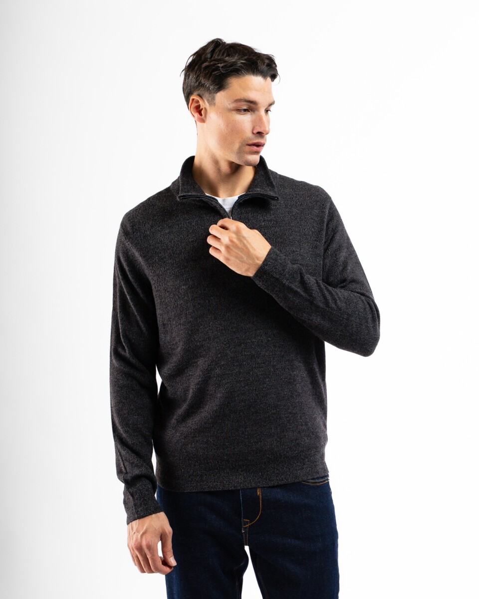 Buzo Cashmere Medio Cierre - Pizarra Melange 