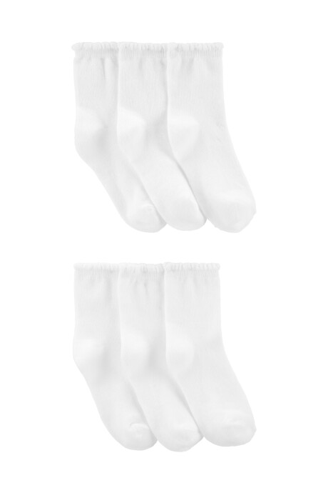 Pack seis pares de medias de algodón blancas Sin color