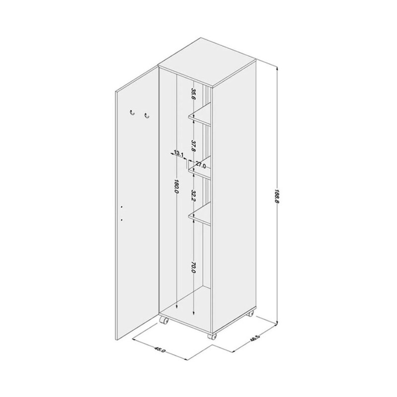 MULTIUSO COCINA SOLE R 933 1puerta c/rueda Blanco N/A