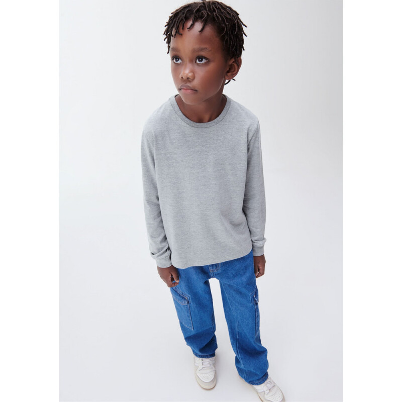 CAMISETA ML MASC CINZA MESCLA