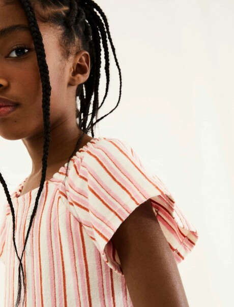 BLUSA INFANTIL MANGA CORTA ROSADO