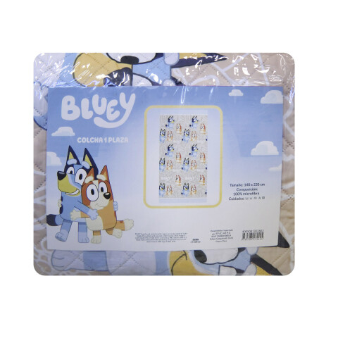 Colcha Infantil Bluey 1 Plaza 100% Microfibra CELESTE/BEIGE