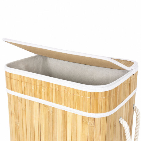 Canasto Cesto Ropa Plegable Bambú Con Tapa Practica Blanco