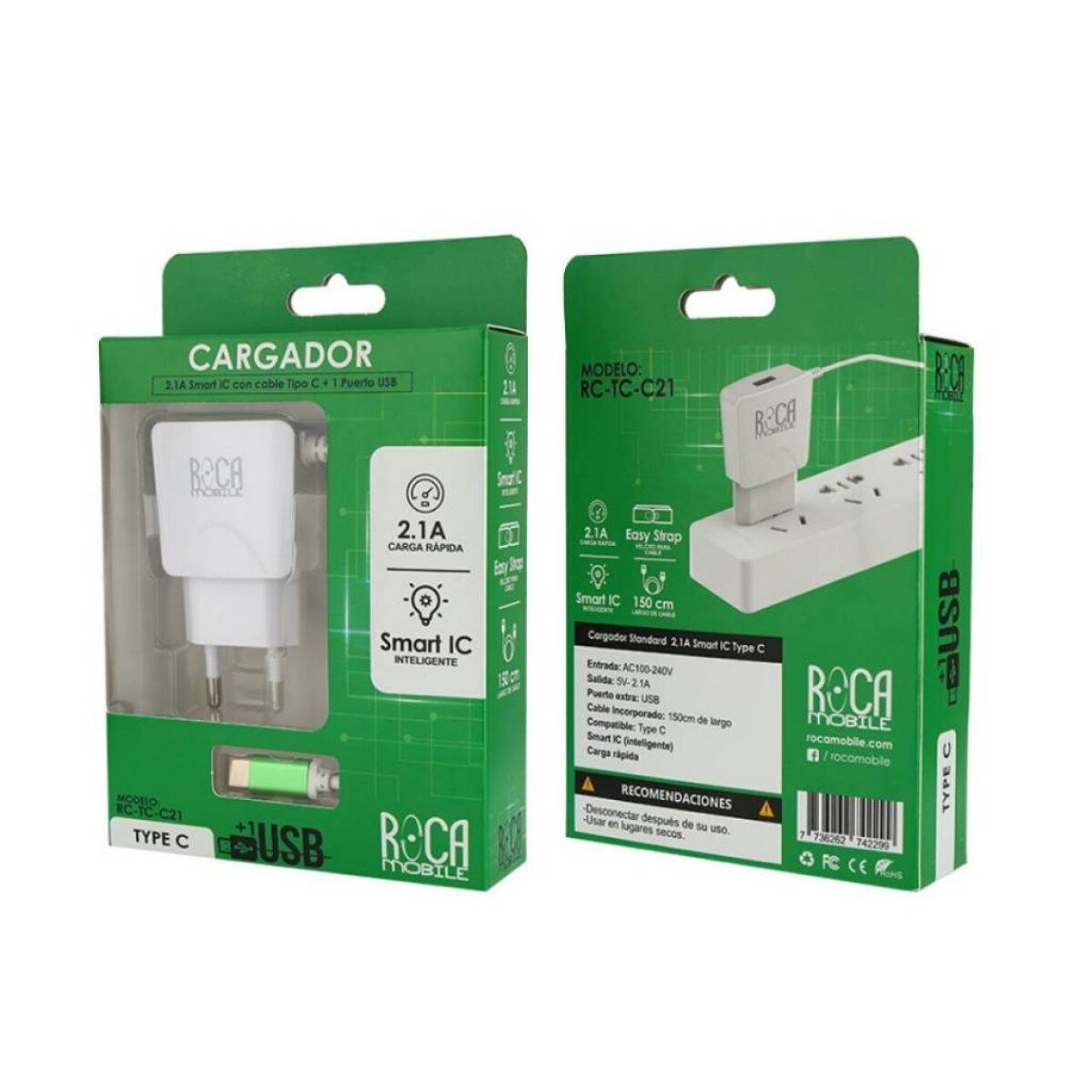 CARGADOR INTELIGENTE ROCA 2.1A TIPOC 