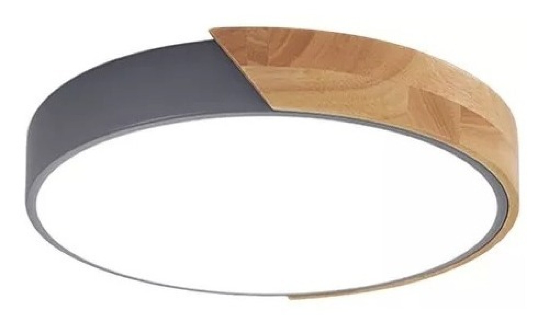 Luminaria Luz Fria Plafon Led Diám 30cm Metal Y Madera - Gris 