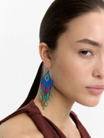 Pendientes Largos Multicolor Con Abalorios multicolor