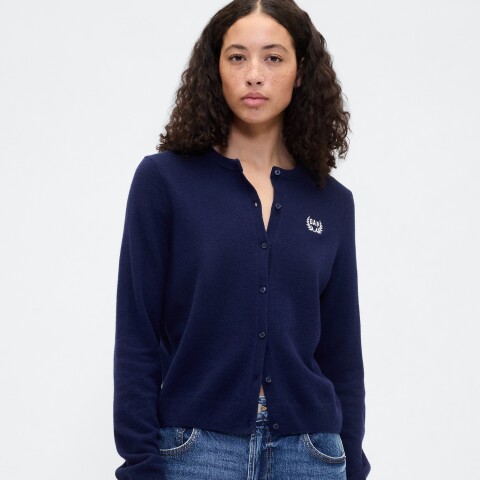 FRCH LOGO CASHSOFT CREW CARDI NAVY UNIFORM