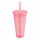 Vaso con Tapa y Sorbito 250ml Rosa