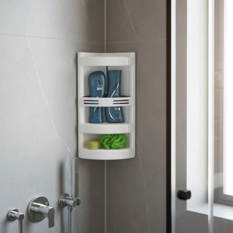 Esquinero Organizador Ducha Porta Shampo 2 Estantes Plástico Blanco