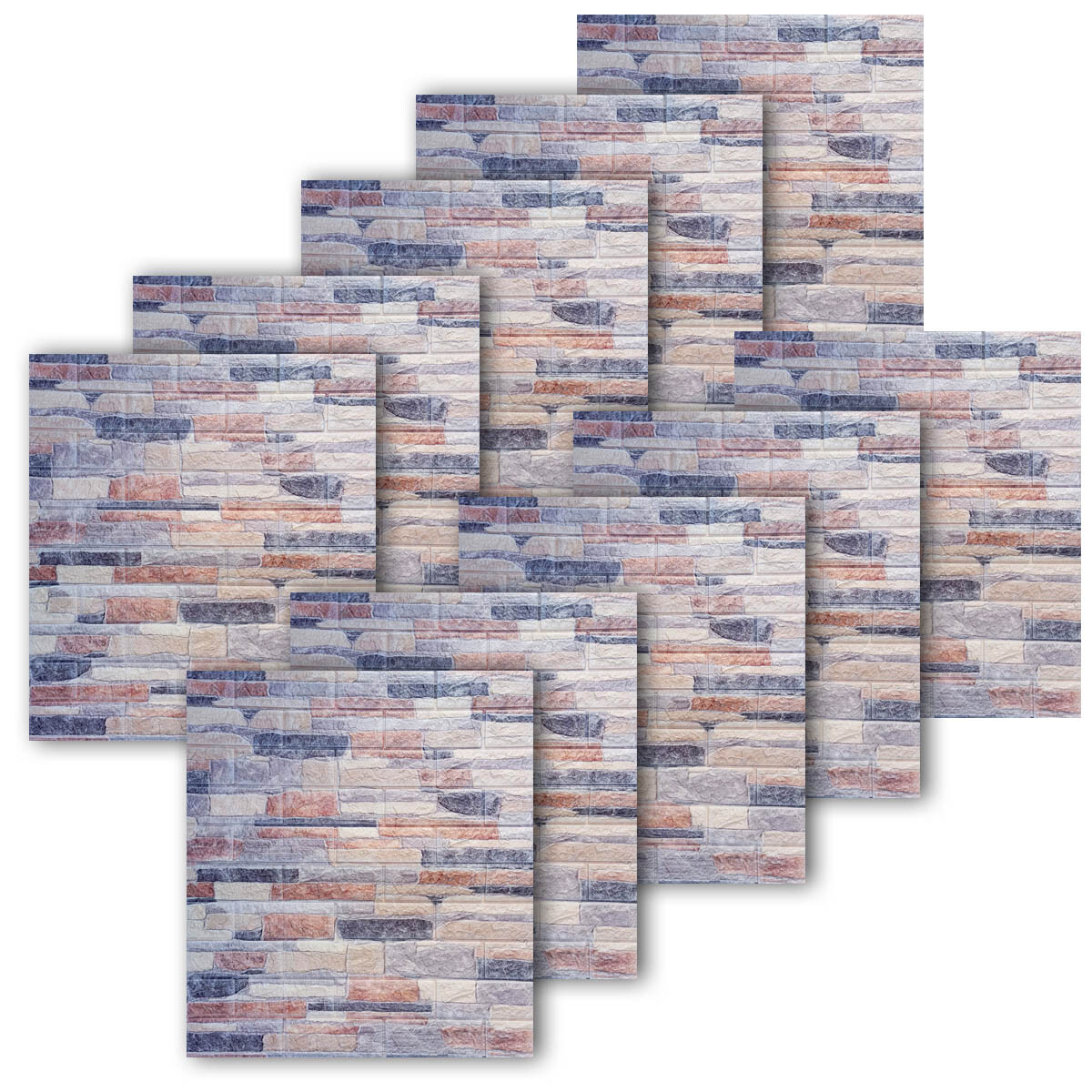 Set X10 Revestimiento Adhesivo Pared Madera Ladrillo - Madera Retro 