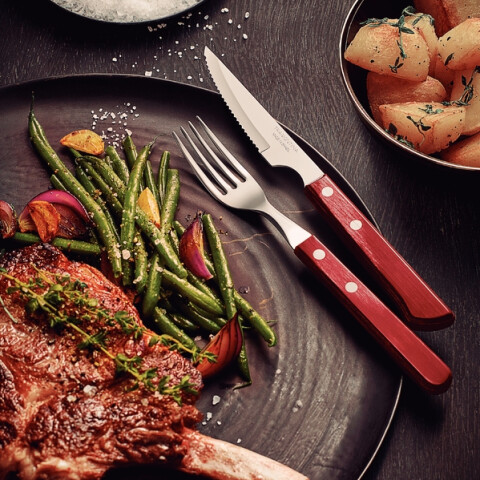 Tenedor de mesa con mango largo, modelo POLYWOOD, 12 piezas-TRAMONTINA TN9212