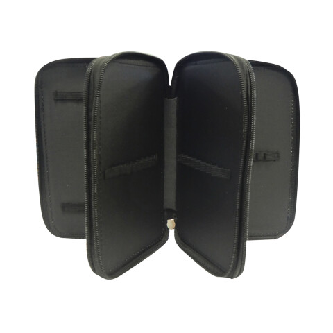 Cartuchera Infantil Spiderman 3 Pisos con Cierre 13 x 20 cm AZUL/NEGRO