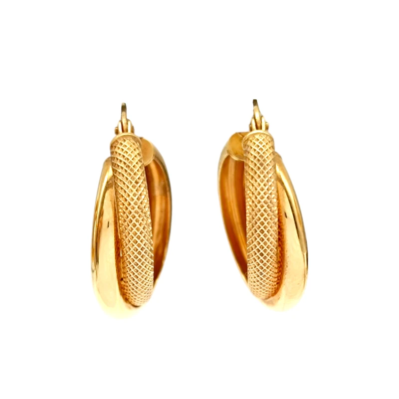Caravanas aros de oro facetados inflados - Oro bajo - Sin piedra- CA8040 sinpiedra