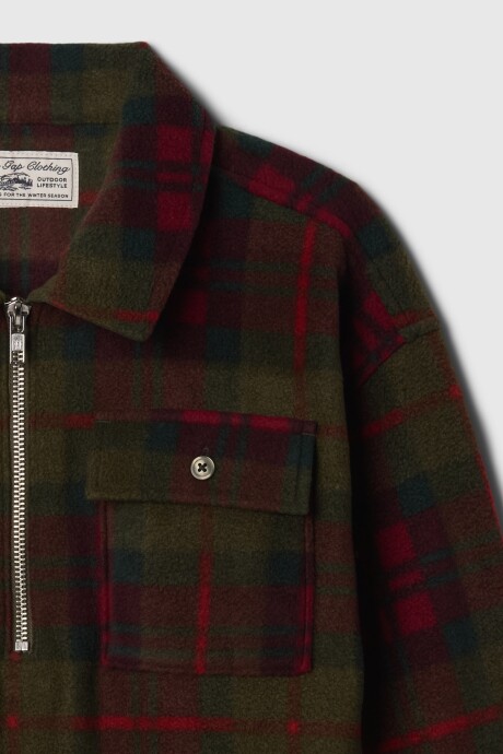 Buzo Medio Cierre Niño Green Red Plaid