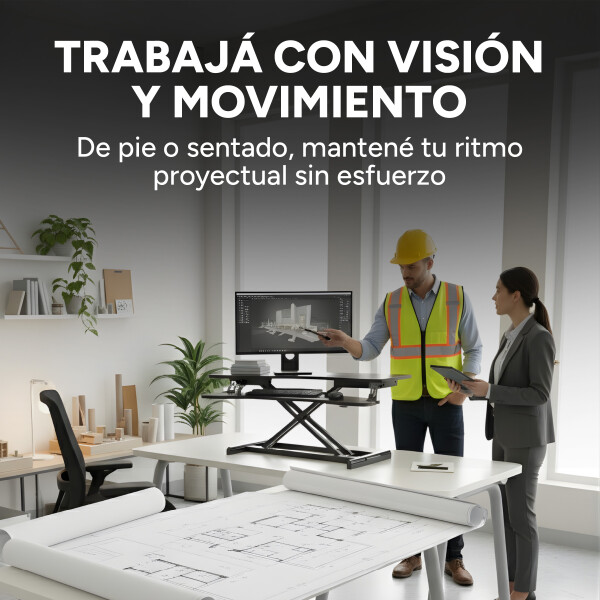 Escritorio Elevable Doble Regulable Altura Hybridesk Compu Color Negro