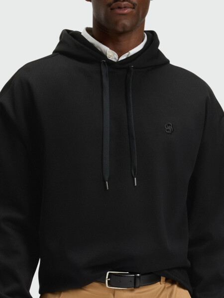 BOSS - Buzo con capucha relaxed fit Blanco Abierto