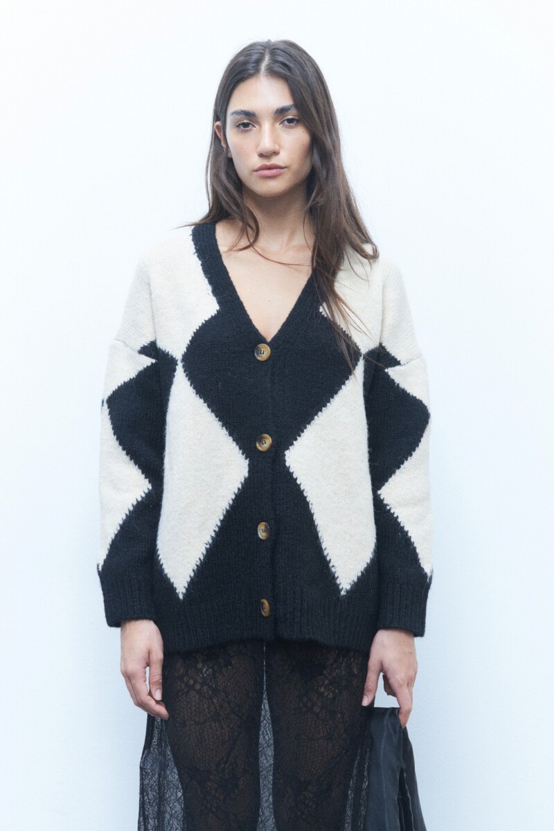 Cardigan rombos negro