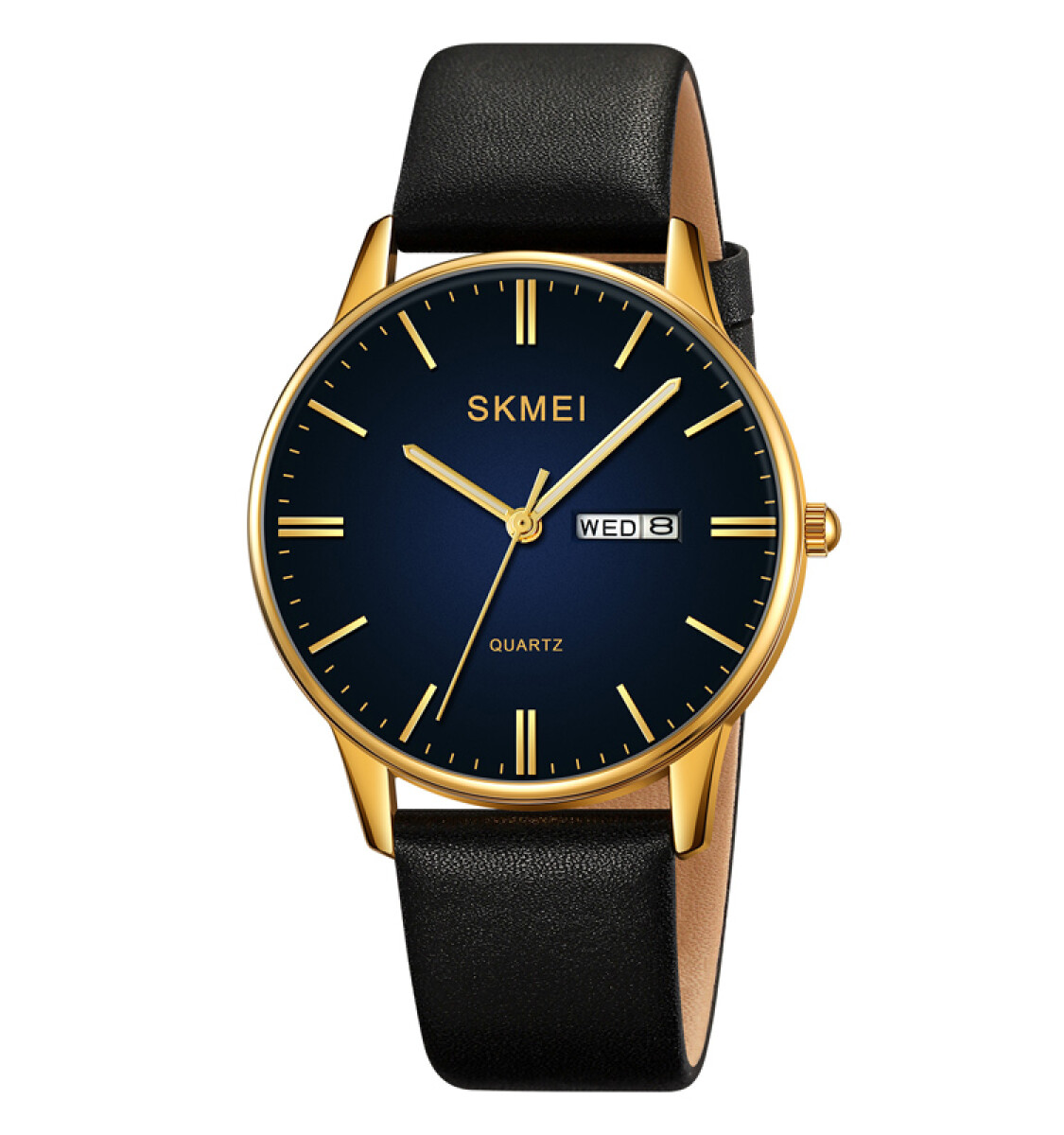 Reloj Skmei 2250gd Hombre Analógico Dorado Con Correa De Cuero 