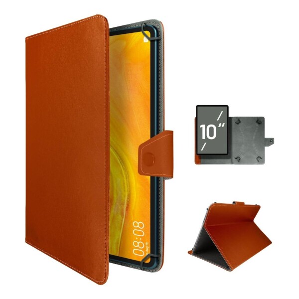 Estuche Funda Protector Soporte Tablet 10.1 10 9 Simil Cuer Color Variante MARRON