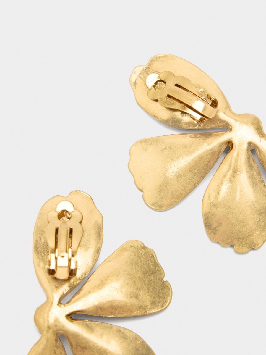 Pendientes Media Flor Con Piedra dorado