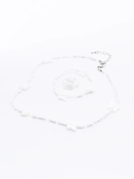 SET COLLAR, PULSERA Y ANILLO BLANCO