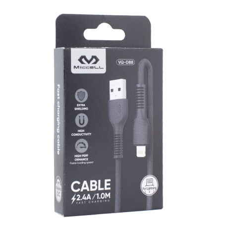 Cable Para iPhone Miccell 2.4a 1.0m Negro Cable Para iPhone Miccell 2.4a 1.0m Negro