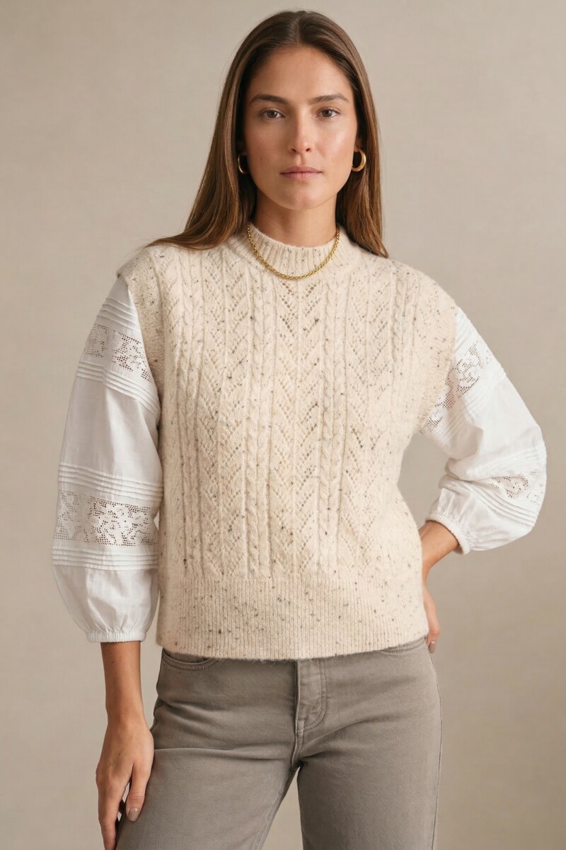 Chaleco Texturado Bouttonne Beige Melange