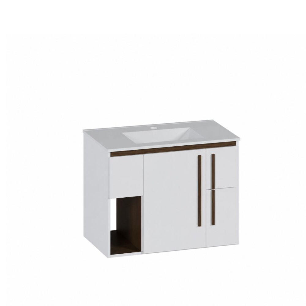 Mueble de baño suspendido Anturio Blanco 80cm bacha loza Mueble De Baño Suspendido Anturio Blanco 80cm Bacha Loza
